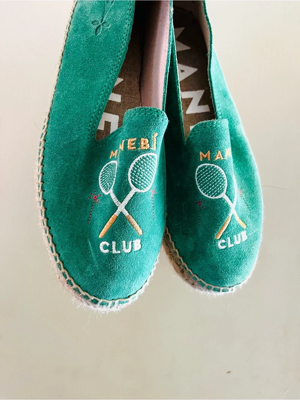 Manebi Suede Leather Coastal Prep Yacht Club Hamptons Tennis Green Espadrilles